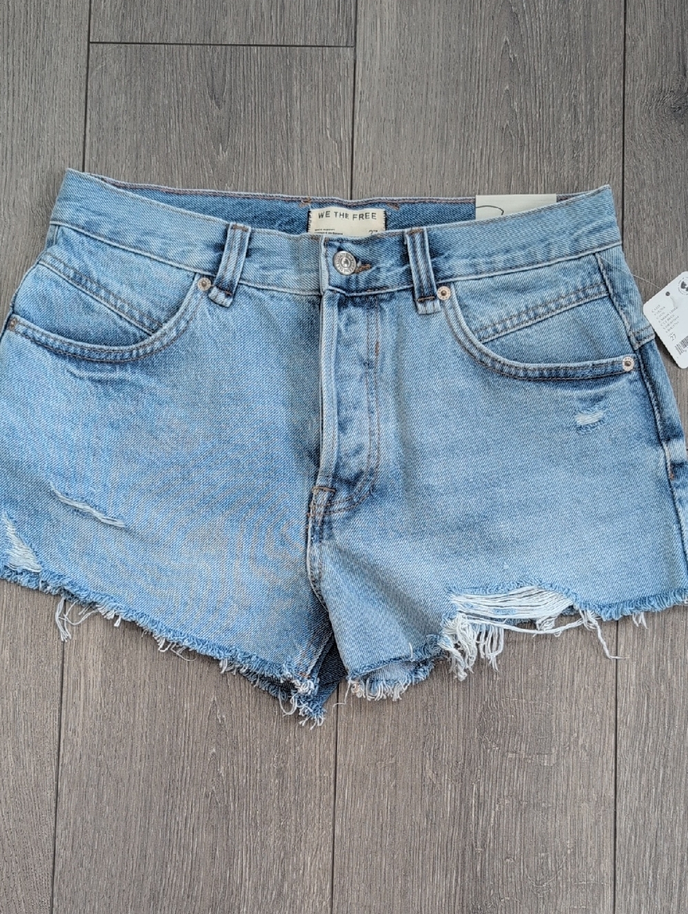 We The Free Light Blue Distressed Denim Cutoff Shorts - Now Or Never Short